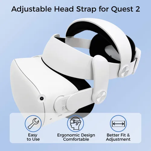 Vista 2 de Head Strap for Oculus Quest 2, Adjustable Elite Strap Replacement, Enhanced Comfort, Face Pressure-Free VR Accessories, Adjustable and Lightweight