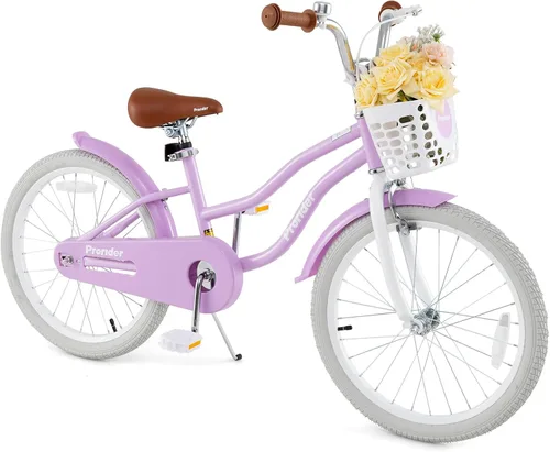 Vista 15 de HONEY JOY Bicicleta para niños de 12, 14, 16, 18, 20 pulgadas, con ruedas de entrenamiento, freno de mano y freno de posavasos, cadena totalmente