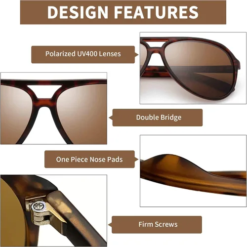 Vista 3 de JIM HALO Gafas de sol polarizadas de aviador para hombres y mujeres, gafas de conducción de plástico de gran