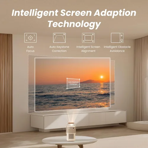 Vista 5 de [Sonido de JBL y batería integrada] Proyector para exteriores Yaber T2 con WiFi 6 y Bluetooth, proyector portátil de película inteligente Native