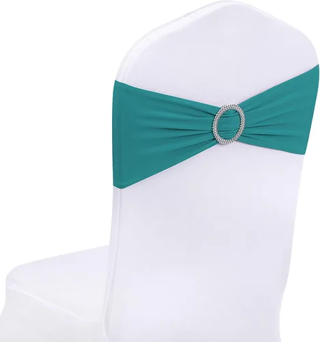 Vista 21 de Peomeise - 25 bandas elásticas de elastano negro para sillas con hebilla deslizante, para decoración de bodas y fiestas