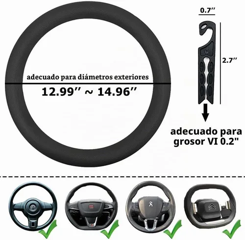 Vista 2 de Direct Silicone Auto - Funda para volante de automóvil de 13 a 15 pulgadas, con 4 ganchos de ventilación de aire, color negro Silicona - negro