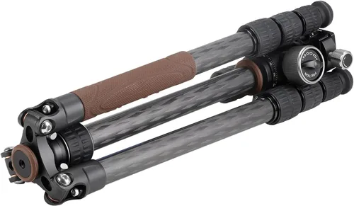Vista 3 de Leofoto LX-224CT+XB-32Q Trípode de viaje, serie urbana, fibra de carbono, secciones de 4 patas, portátil y ligero, pierna reversible y columna