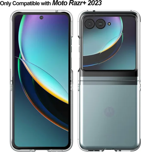 Vista 2 de Foluu Funda para Motorola Razr+ 2023, funda protectora de policarbonato duro transparente para Moto Razr+ 2023 (transparente)