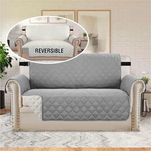 Vista 20 de H.VERSAILTEX Funda de sofá resistente al agua para sofá de 3 cojines, reversible, protector de muebles acolchado con correa elástica, funda de sofá