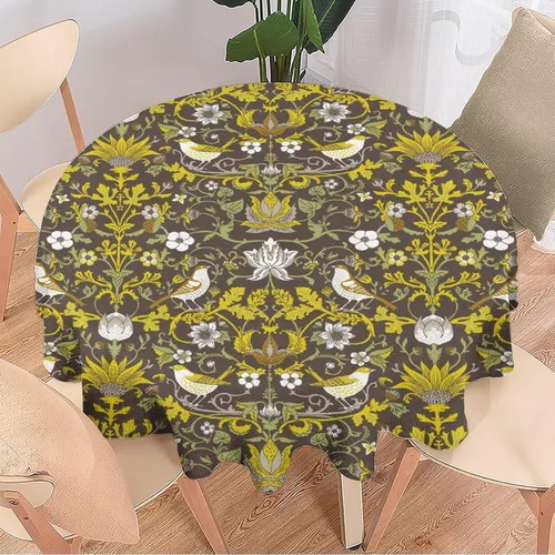 Vista 145 de Mantel Floral Retro de Pájaros, Diseño Original Bohemio William Morris Estampado Cubierta de Mesa para Hogar Picnic Fiesta Comedor Cocina William