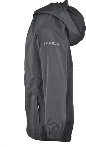 Vista 3 de Swiss Alps Chaqueta impermeable con capucha para niños, rompevientos para exteriores, ligera, resistente al viento