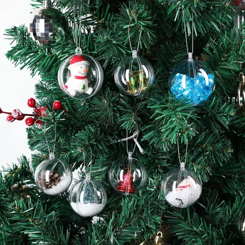 Vista 4 de Sratte 24 bolas de adornos rellenables de Navidad, adornos de plástico transparente, bolas de manualidades para Navidad, boda, Navidad, fiesta