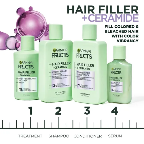 Vista 5 de Garnier Fructis Hair Filler Color Repair Serum para Cabello Teñido y Decolorado - Tratamiento de Ceramida, 3.8 Fl Oz