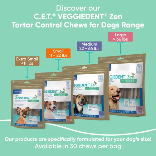 Vista 7 de Virbac C.E.T. VEGGIEDENT Zen Mordillos para el control del sarro para perros - Extra Pequeño