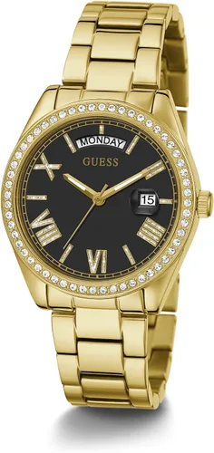 Vista 4 de GUESS Reloj de acero inoxidable de 1417in con bisel de borde de moneda plateado