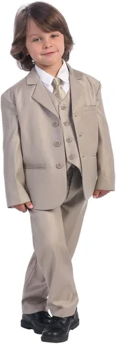 Vista 2 de 5 Piece Khaki Suit with Shirt, Vest, and Tie - Boy's