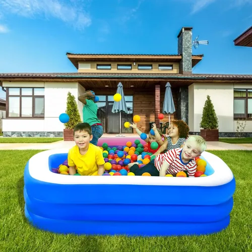 Vista 8 de Piscina, 59 x 43 x 19.5 pulgadas, piscina inflable familiar rectangular para niños pequeños que juegan, piscina de pelotas, fácil de instalar sobre