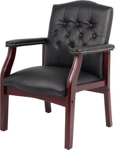 Vista 6 de Boss Office Products Ivy League - Silla ejecutiva para invitados, vinilo, color negro