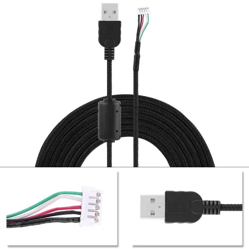 Vista 3 de Cable USB para ratón, cable de ratón, línea de repuesto para Logitech G500 G5, piezas de repuesto de repuesto para Logitech G500 G5, 6.6 ft