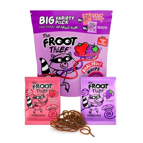 Vista 9 de THE FROOT Thief Golosinas de fruta real, sin frutos secos, perfectas para almuerzos escolares, bolsas individuales para niños, manzana, paquete de 5