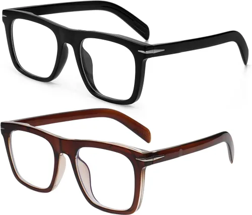 Vista 11 de Gafas de bloqueo de luz azul de moda con marco cuadrado para hombres y mujeres, gafas de computadora sin receta, 01 Negro