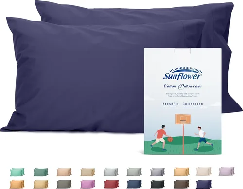 Vista 44 de Sunflower Juego de 2 fundas de almohada tamaño Queen, 100% algodón, 2 fundas de almohada Queen de 20 x 30 pulgadas, color ceniza, suaves