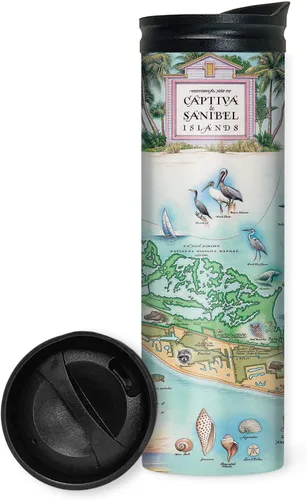 Vista 29 de Xplorer Maps 1000 Islands Map - Vaso de viaje de 16 onzas con tapa resistente a derrames, vaso de café aislado al vacío de acero inoxidable