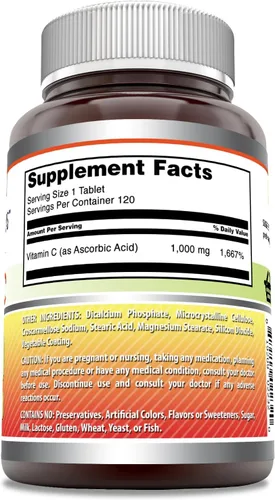 Vista 2 de Amazing Formulas Suplemento de vitamina C 1000 mg por porción Tabletas Sin OMG Sin gluten Fabricado en Estados Unidos