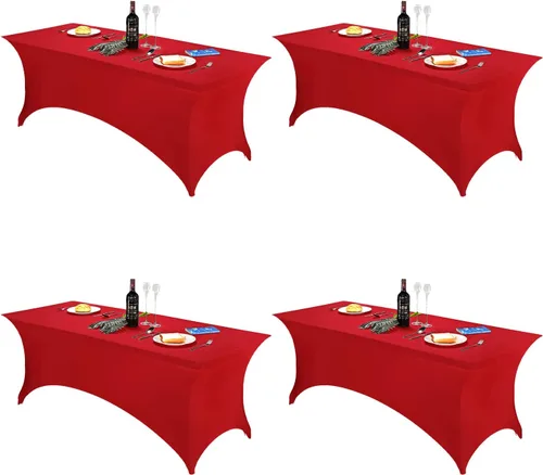 Vista 105 de FORLIFE - Funda de mesa de elastano, mantel ajustado de 4 pies para mesas rectangulares, funda elástica para patio, universal para bodas, banquetes