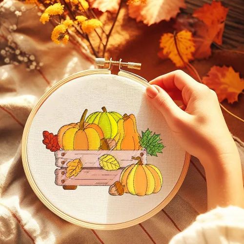 Vista 4 de ORIGACH 4 Hojas Grandes de Estabilizadores de Bordado Solubles en Agua de Otoño, Papel de Bordado de Hojas de Calabaza y Setas para Costura a Mano
