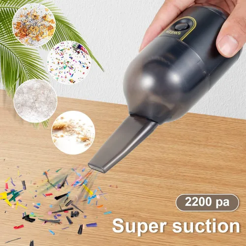Vista 7 de Potente aspiradora de escritorio de 2200 pa con succión de 2200 Pa, mini aspiradora de mano de escritorio, mini barredora de polvo recargable por