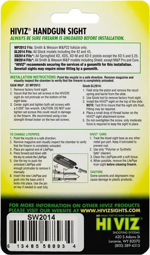 Vista 4 de HIVIZ SW2014 - Mira frontal estilo intercambiable para Smith y Wesson, M&P de tamaño completo
