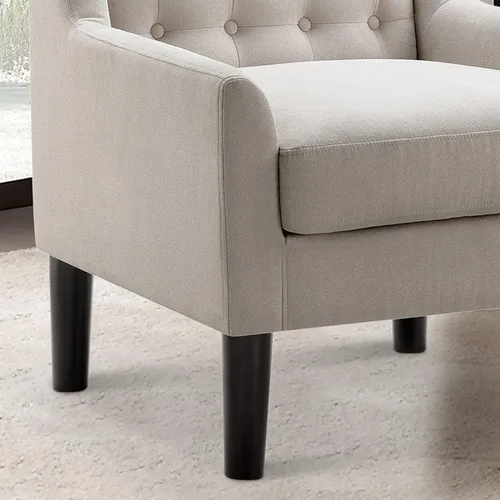 Vista 7 de Rosevera Maci - Sillas decorativas, sillón moderno de mediados de siglo para sala de estar, asiento cómodo para dormitorio, apartamento, fácil Beige