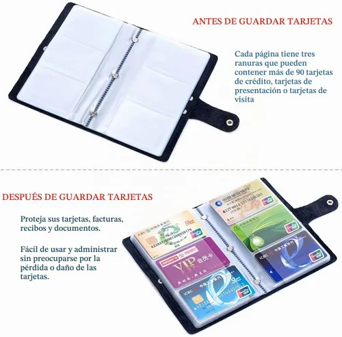 Vista 4 de boshiho Leather Credit Card Holder Business Card Case Book Style 90 Count Name ID Card Holder Book Negro
