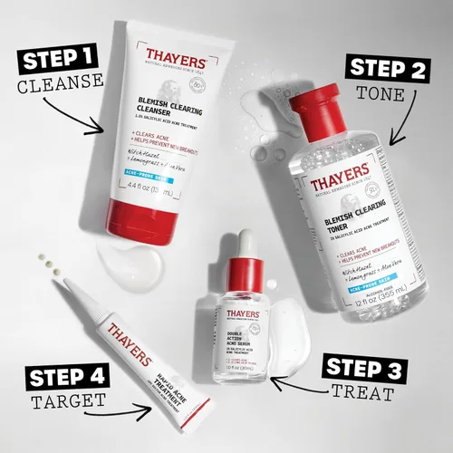 Vista 5 de Thayers Suero de Acné de Doble Acción con Ácido Salicílico, Suero Facial para Tratamiento del Acné con 2% de Ácido Salicílico y Niacinamida, Cuidado