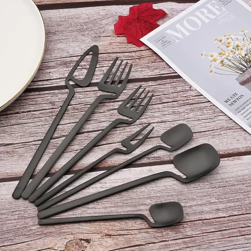 Vista 2 de JASHII 8 cucharas de mango largo para colgar, cuchara de té helado, cuchara de café, cucharas agitadoras de acero inoxidable 304 para té, postre