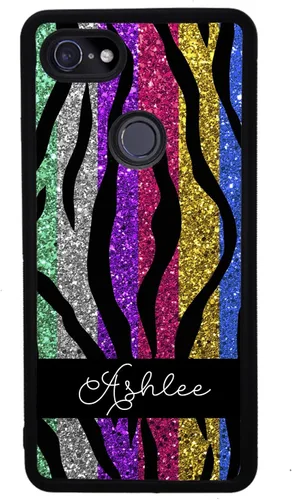 Vista 4 de Colorful Tiger Stripe - Funda de goma negra personalizada compatible con Google Pixel 10, 10 Pro, 10 Pro XL, 9a, 9 Pro, Pixel 9, Pixel 9 Pro XL, 8a