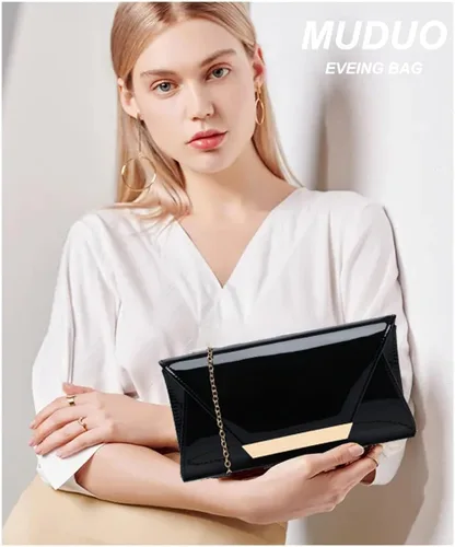 Vista 5 de MUDUO Bolso de mano de charol para mujer, bolso de noche, M