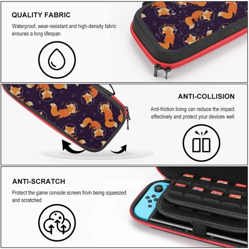 Vista 3 de Fox in Space Switch - Funda protectora de viaje compatible con Nintendo Switch
