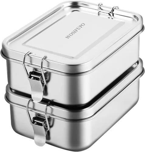 Vista 8 de 2 cajas Bento de acero inoxidable, 28.7 fl oz (28 onzas), recipientes metálicos para almacenamiento de alimentos, reutilizables, aptas