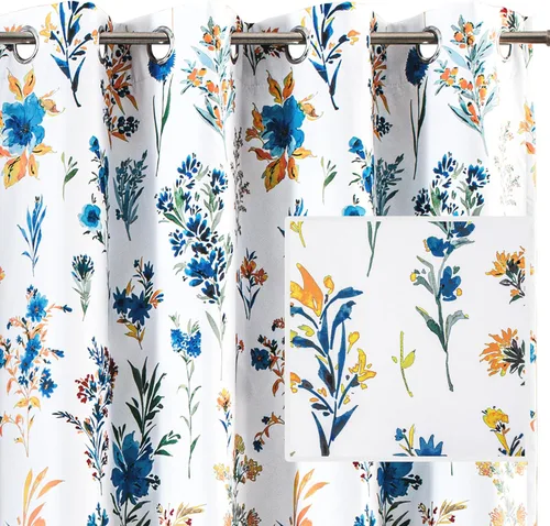 Vista 12 de DriftAway Cortinas florales para dormitorio, 84 pulgadas de largo, para sala de estar, con forro de acuarela, cortinas opacas con aislamiento