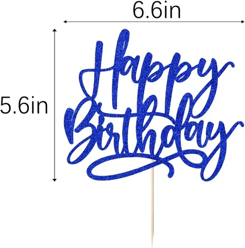 Vista 3 de Kaoenla Decoración de Pastel de Feliz Cumpleaños Azul - decoración de pastel de feliz cumpleaños azul real, niños y niñas, hombres y mujeres