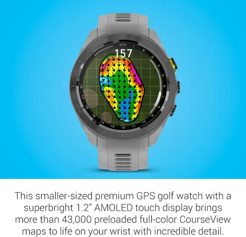 Vista 4 de Garmin Approach S70 Reloj Inteligente de Golf Mapas CourseView a Todo Color con Pantalla AMOLED Ejecución Avanzada de Tiros y Alineación de Putt
