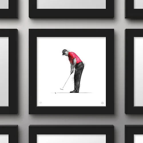 Vista 2 de Gallery Pops Tiger Woods - Arte de pared Putting, versión enmarcada negra, 12 x 12 pulgadas
