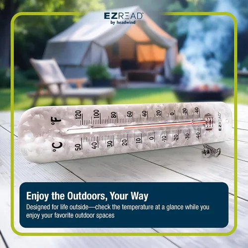 Vista 4 de Headwind EZ Read - Termómetro de metal de aluminio antiguo de 12 pulgadas, duradero, resistente a la intemperie, para interiores y exteriores