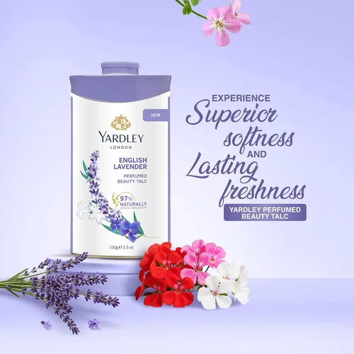 Vista 4 de Talco desodorante perfumado Yardley London con lavanda inglesa, polvo de talco 100gm, 3.5 onzas