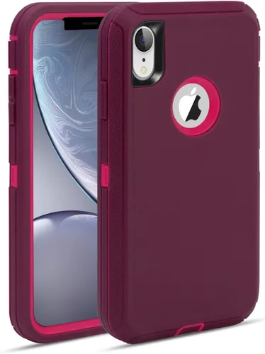 Vista 14 de MAXCURY Funda para iPhone XR, funda protectora de cuerpo completo resistente con absorción de golpes para iPhone 10R, parachoques de PC duro +