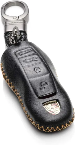 Vista 11 de Vitodeco Funda de piel auténtica con control remoto sin llave compatible con Porsche Panamera, Macan, Cayenne, 911 (3 botones, negro)