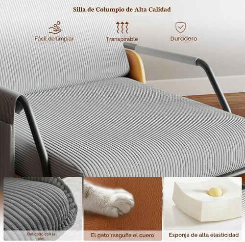 Vista 5 de Furniliving Moderna mecedora, silla mecedora tapizada para guardería con reposapiés reclinable ajustable y retráctil, cómoda silla de descanso