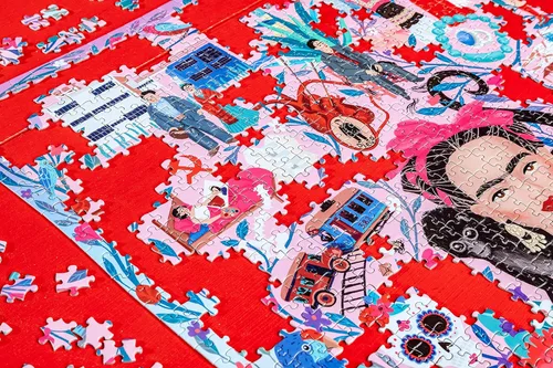 Vista 7 de eeBoo: Piece and Love Viva la Vida Frida Kahlo - Rompecabezas cuadrado de 1000 piezas para adultos, rompecabezas para adultos y familias, piezas