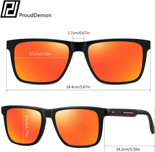 Vista 3 de Gafas de sol polarizadas de acetato para hombres y mujeres, diseño retro cuadrado para hombre, gafas de sol para conducción deportiva con protección