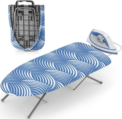 Vista 10 de KINGBOARD Tabla de planchar de mesa, tabla de planchar pequeña con soporte para planchar, tabla de planchar plegable, cubierta extragruesa, tabla