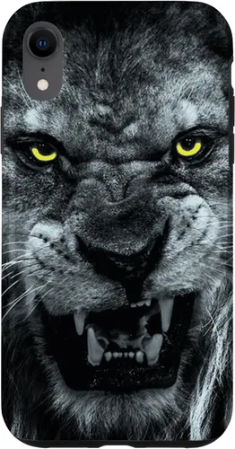 Vista 8 de iPhone 15 Angry Lion Face Graphic With Angry Yellow Eyes Case