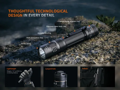 Vista 9 de Fenix PD45R ACE Linterna Táctica LED Recargable de 3200 Lúmenes, Batería, Funda, Paquete de Estuche de Accesorios EdisonBright